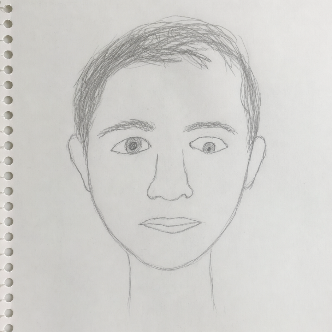 Un visage dessiné maladroitement, avant la méthode